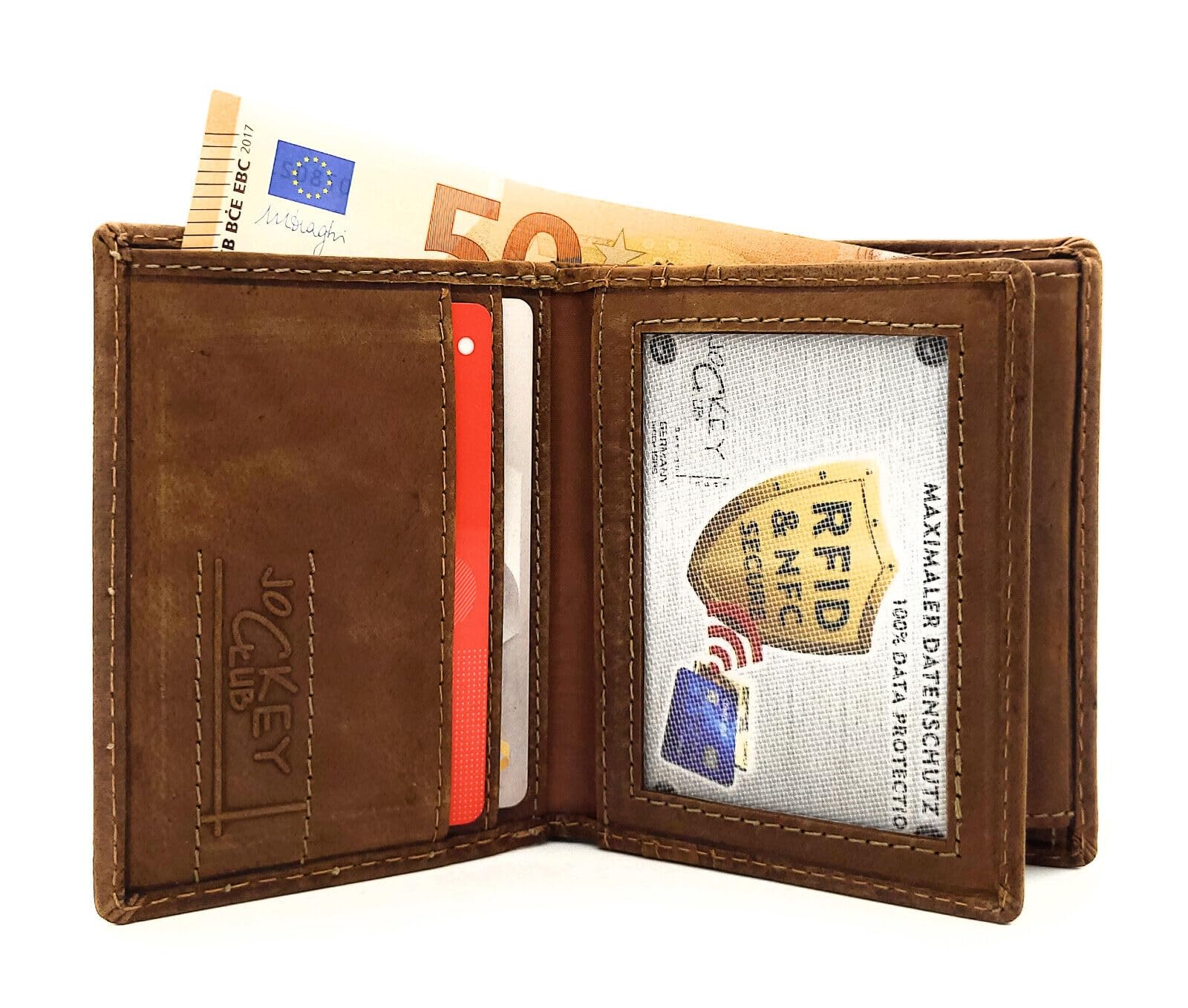 Mini portafoglio in vera pelle 3D aquila o lupo con protezione RFID NFC, Lupo marrone, s, Casual