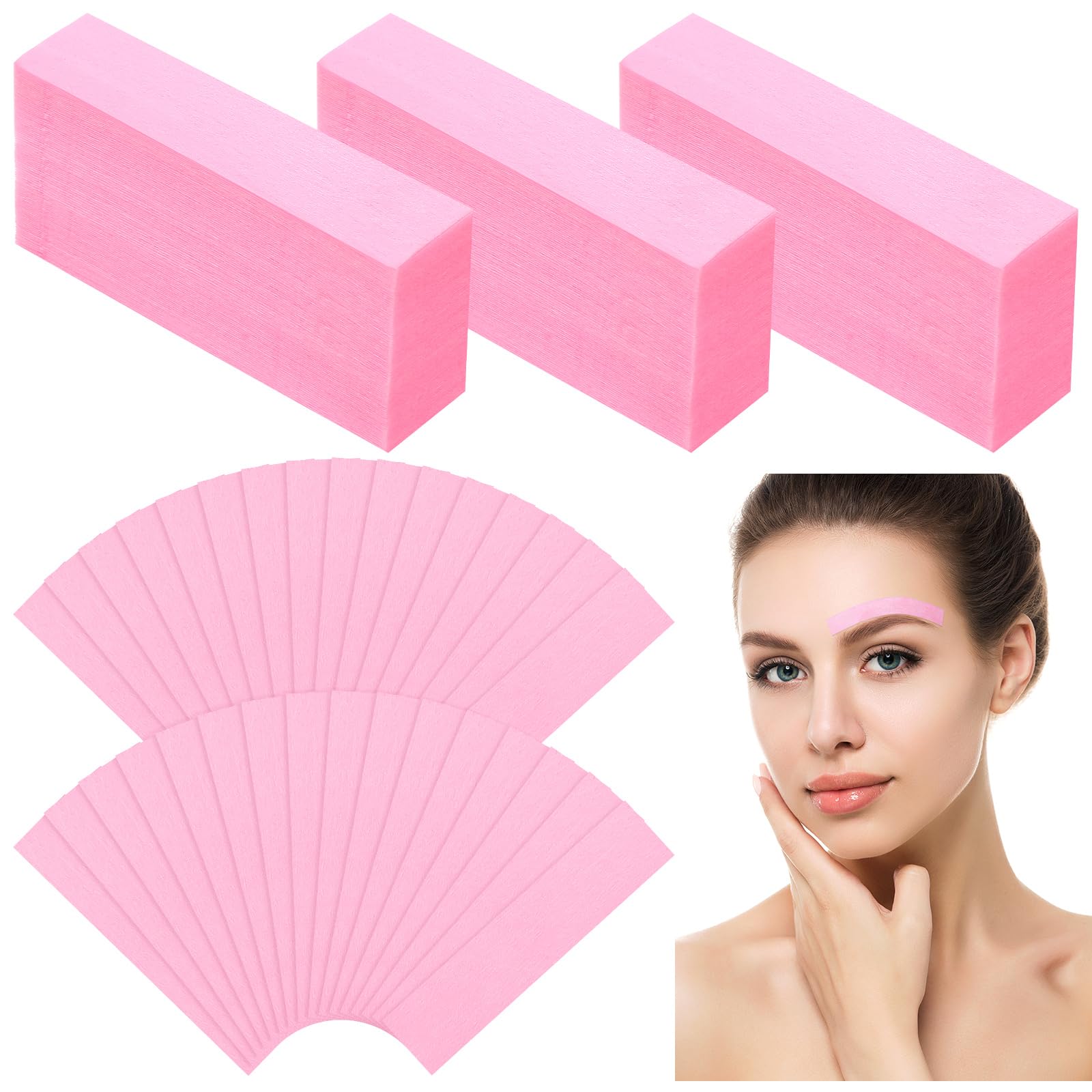 Linyuthia 800 Pcs Non Woven Waxing Strips Hair Removal Wax Paper Facial and Body Epilating Strips for Girls Women Men (Pink)