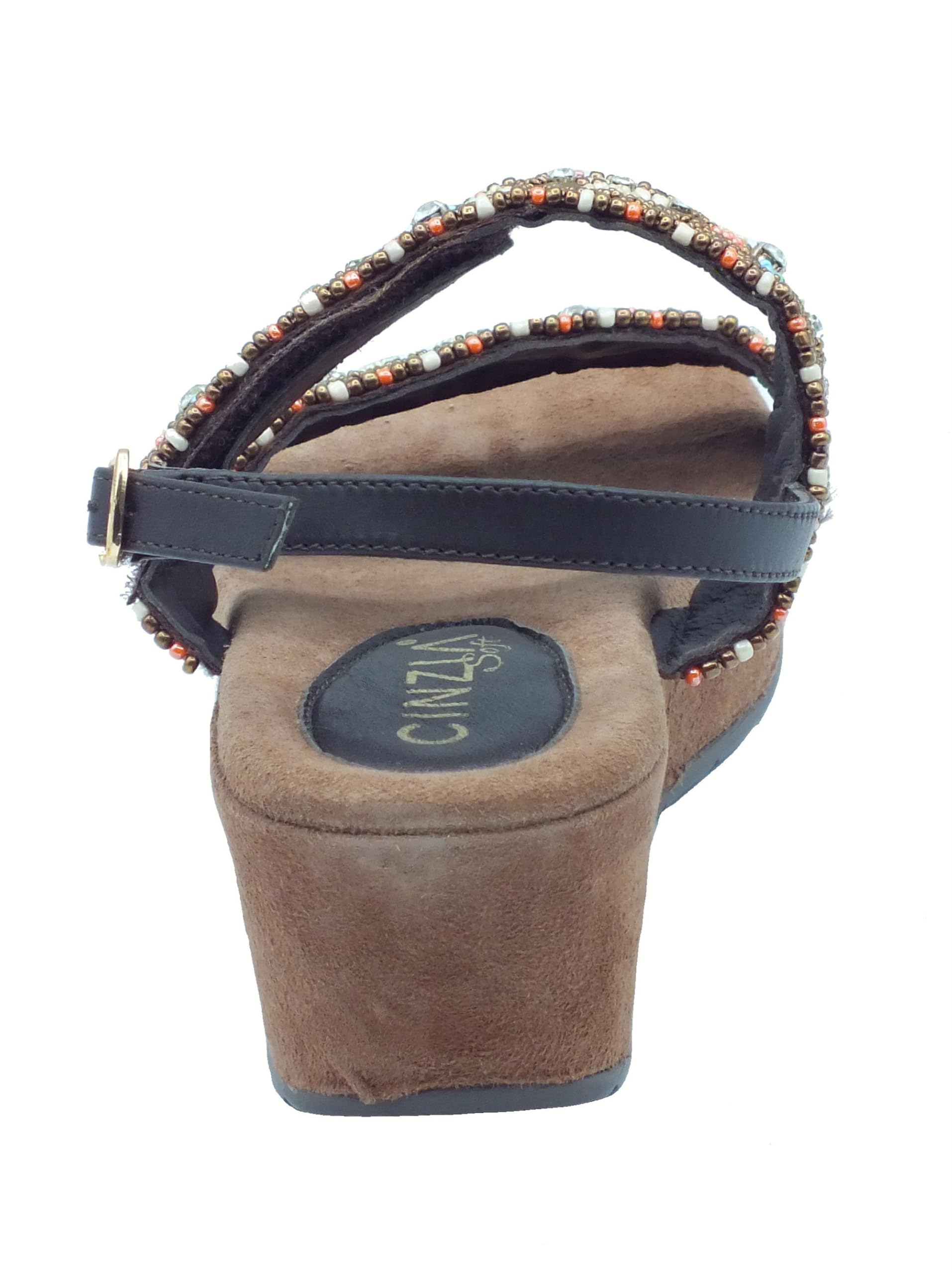 Cinzia Soft IT1040 Bronze Multi Sandali Donna con Perline Brillantini Multicolore Zeppa Media