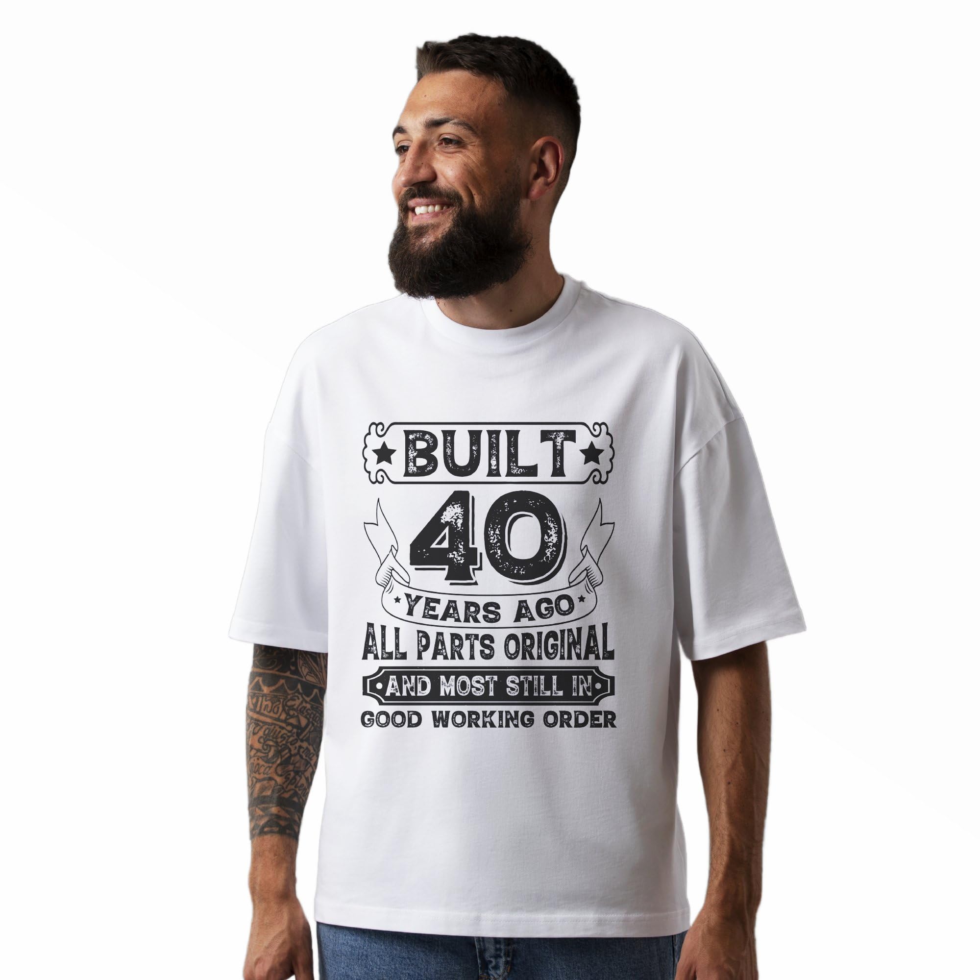 Seek Buy Love Vintage 40th Birthday T-Shirt, Built 40 Years Ago, Funny Unisex Birthday Gift Idea, Celebration Tee for Him or Her, Casual Apparel