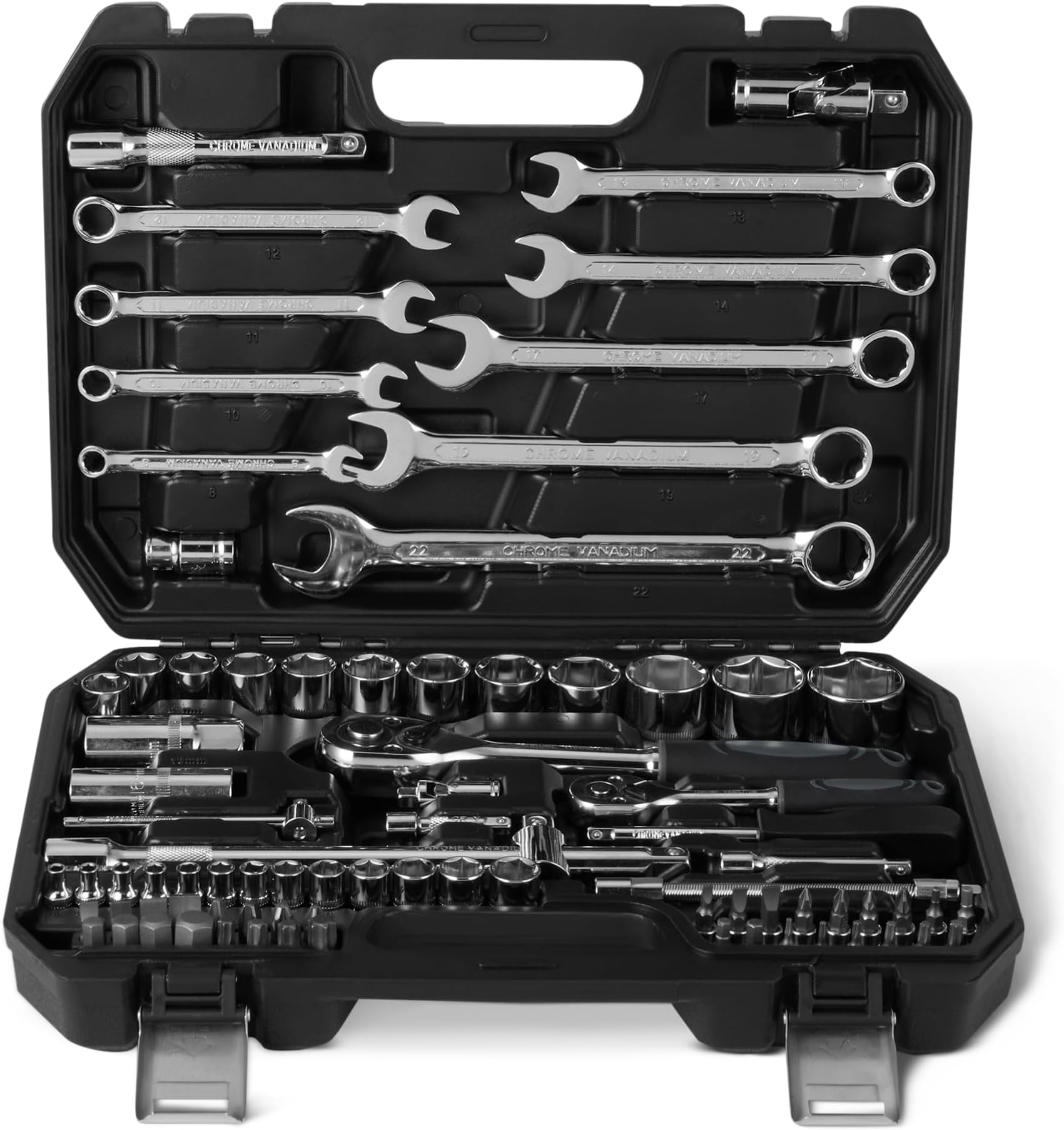 82-Piece Socket Set with Ratchets, Extenders & Bits - Includes Storage Case