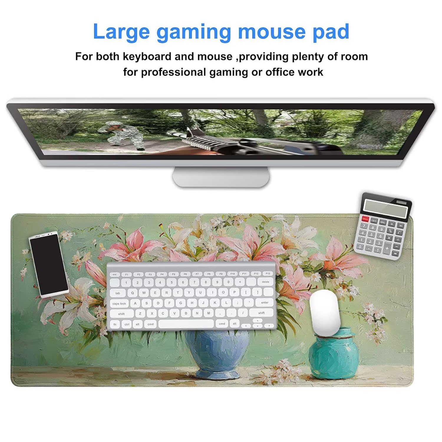 Podkładka pod mysz do gier, 1600 x 800 mm, XXL, duża gamingowa podkładka pod mysz, wodoodporna podkładka pod mysz, długa podkładka na biurko z przeszytymi krawędziami, mata na biurko z gumową podstawą