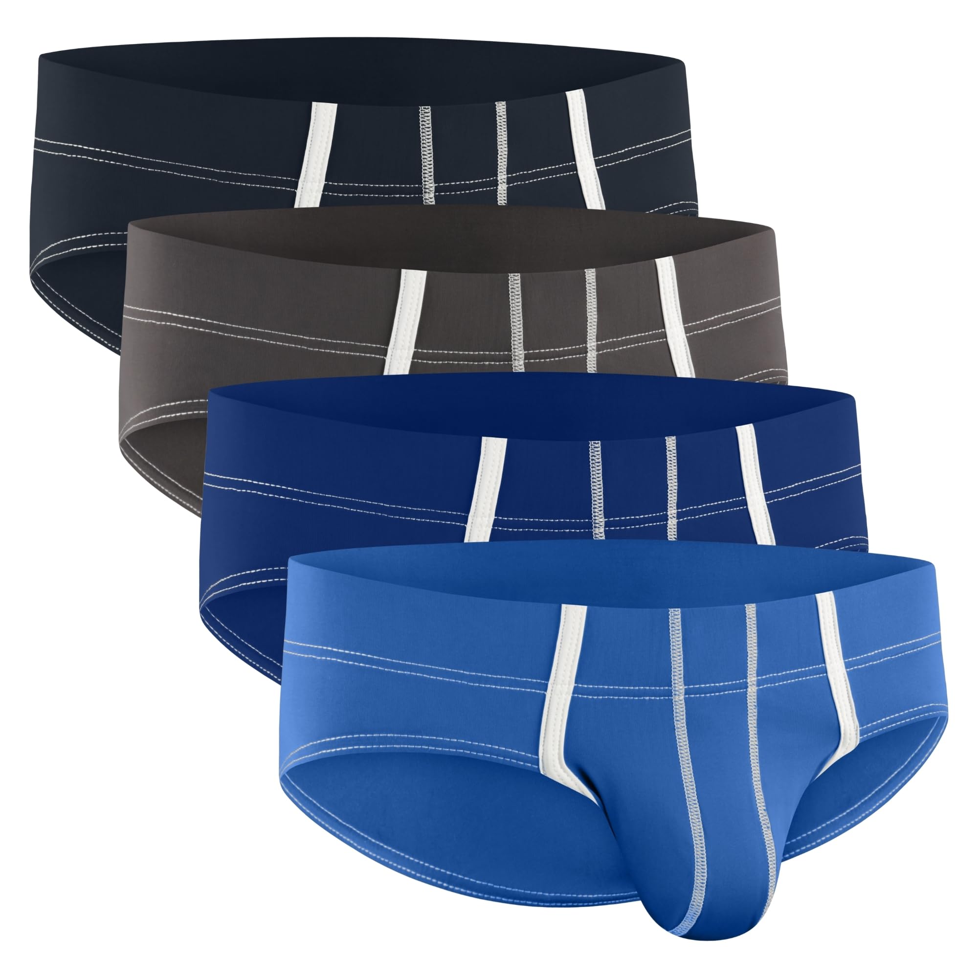 Real Men Bulge Enhancing Pouch Underwear for Men – 1 and 4 Pack Set - Nylon Sports Briefs ABCD Pouch