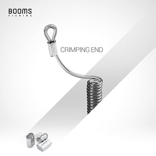 Miniatura 4 de Booms Fishing T4 cordón o cuerda de seguridad en espiral, Cuerda de alambre de acero interior con langosta, se expande hasta 59 pulgadas.