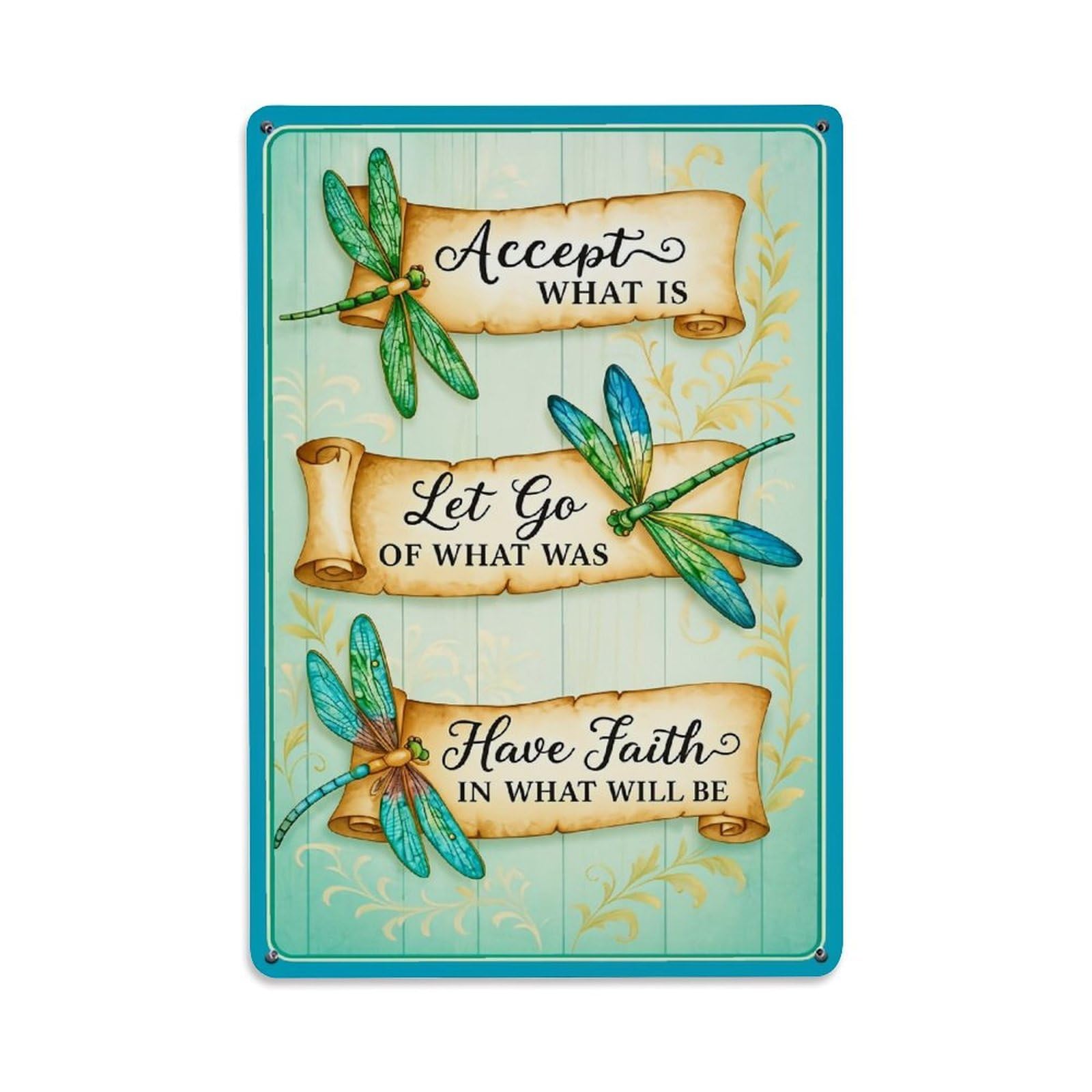 Jdfenggu Vintage Dragonfly Scroll Wisdom Art Print Retro Metal Tin Sign, Decor Art Poster For Bar, Home, Man Cave, Kitchen, Laundry Room Gift 8X12inch
