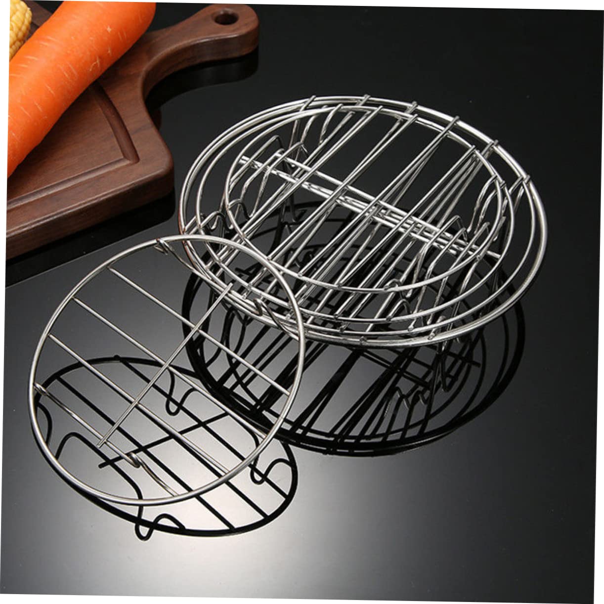 BESTonZON Teglie Per Friggitrice Ad Aria Teglia Per Dolci e Cottura Vapore Accessori Per Friggitrice Ad Aria Teglia Da Forno in Acciaio Inossidabile