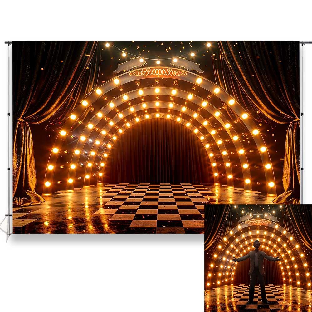 KUKUSOUL 7x5ft Stage Show Backdrop Spotlight Lights Background Birthday Party Wedding Children Adults Portraits Decor KUBDJ635