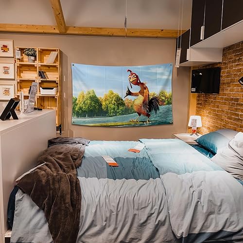 Miniatura 7 de Póster Divertido de Bandera de Pollo, Bandera de Pared Duradera para Cueva del Hombre con 4 Ojales de Latón, Tapiz de 3 x 5 Pies para Decoración de