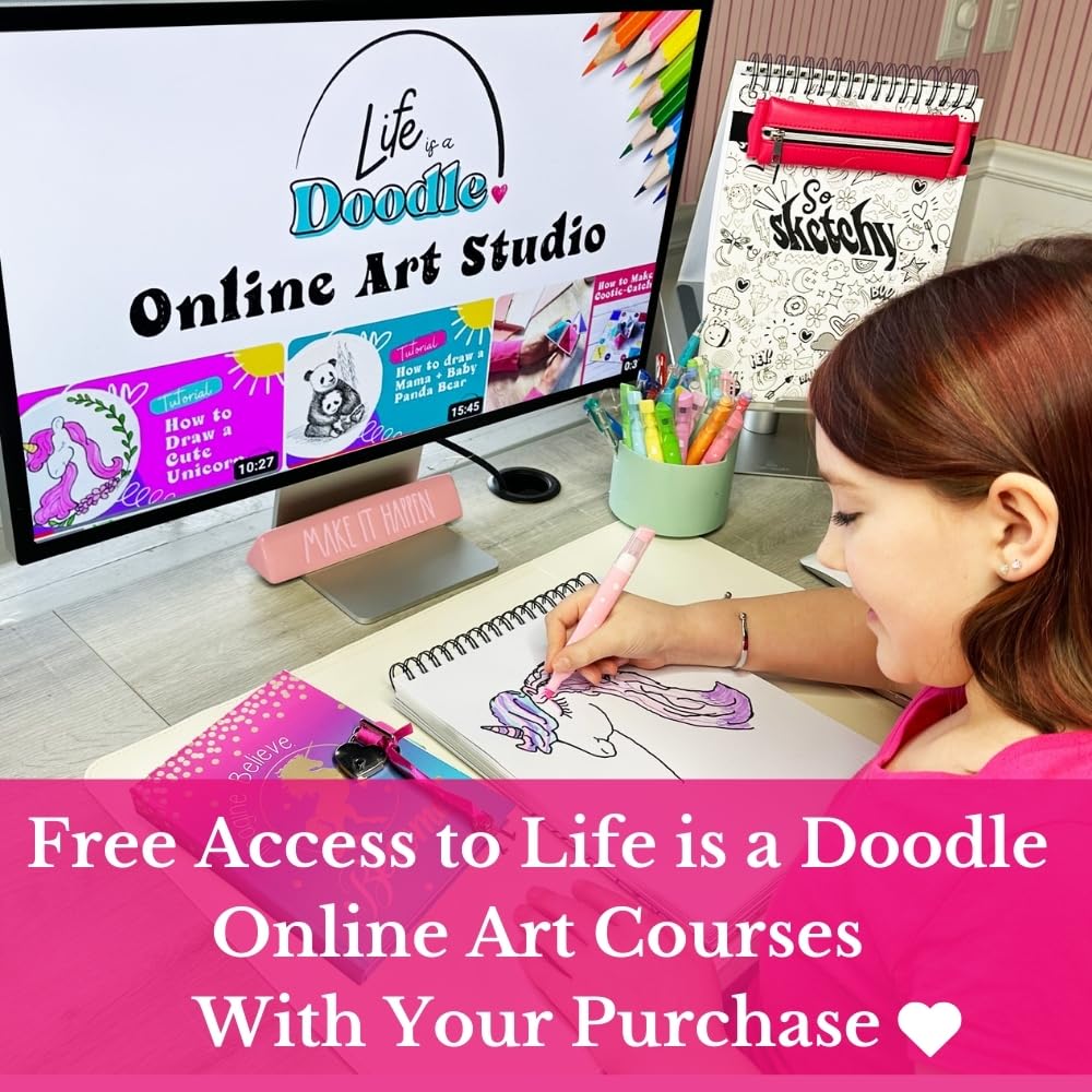 Diary for Girls with Upgraded Lock and Keys - Unicorn Journal Includes Adjustable Bracelet and Multi-Colored Push-Pen | Enjoy Both Lined and Blank Notebook Pages for Secret Writing and Drawing