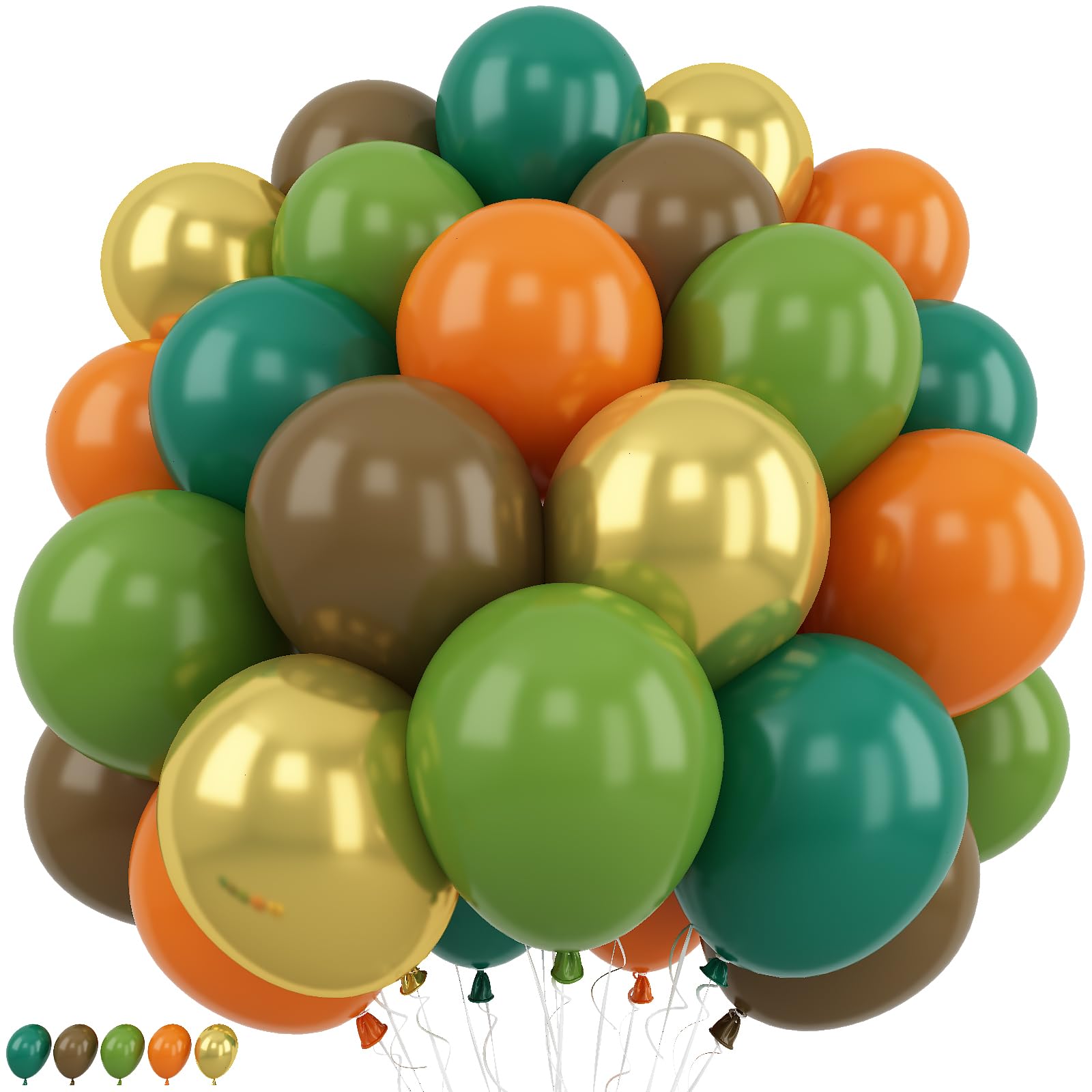 Green Brown Balloons Olive Green Brown Orange Gold Balloons Sage Avocado Khaki Metallic Gold Balloon Set for Kids Boys Dinosaur Jungle Safari Forest Dino Baby Shower Birthday Party Decorations