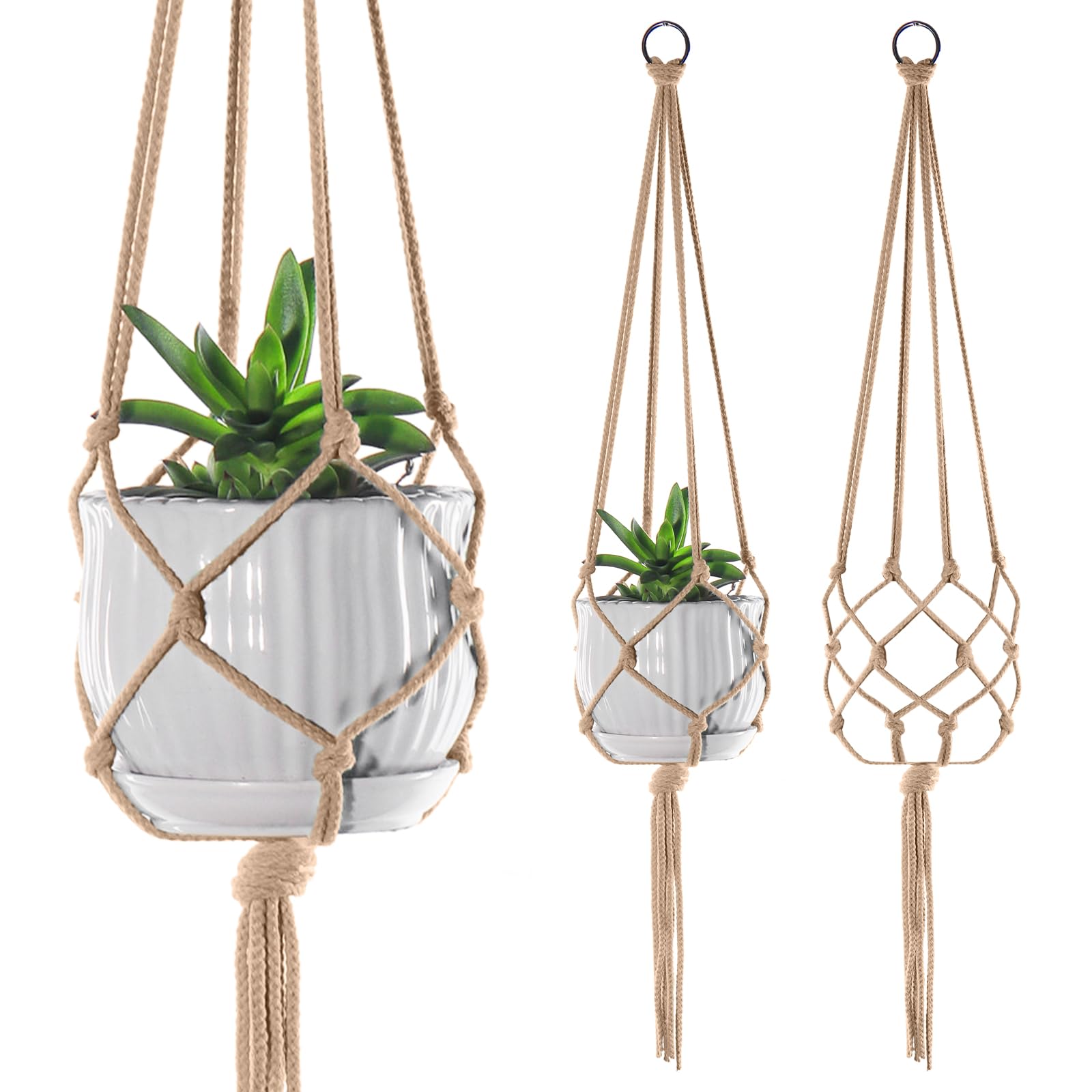 Update 2 Pack 41 Inches Large Plant Hanger Macrame Rope to Hang Flower Pot Plant Holder for Indoor Outdoor Decorations (Coffee)