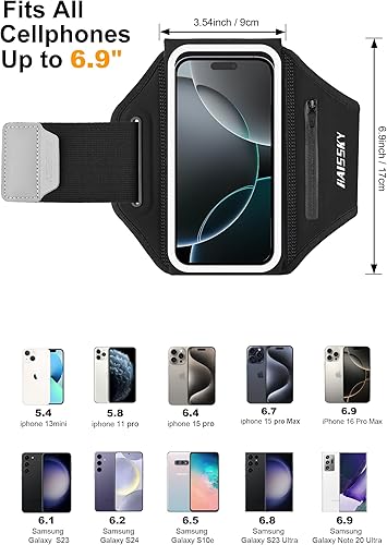 Miniatura 3 de Brazalete para correr con bolsa para auriculares, brazalete para teléfono celular para iPhone 16 15 Pro 14 Plus 13 11 XR XS, Galaxy S24S10
