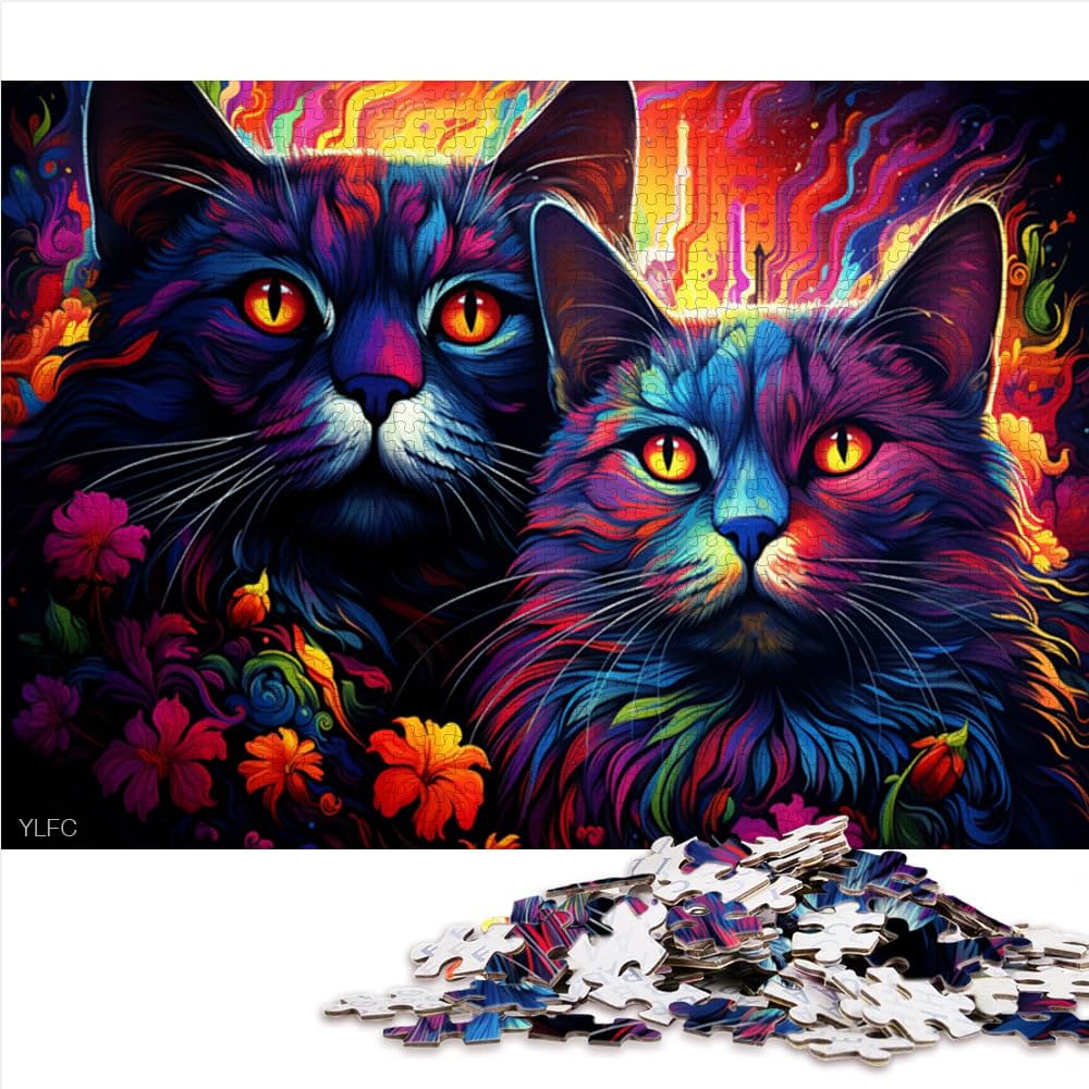 Puzzle adulto gato fantasía raro, rompecabezas adulto 2000 piezas, 70 cm x 100 cm, cartas grises, para adultos y familias, juguetes educativos, juegos en familia
