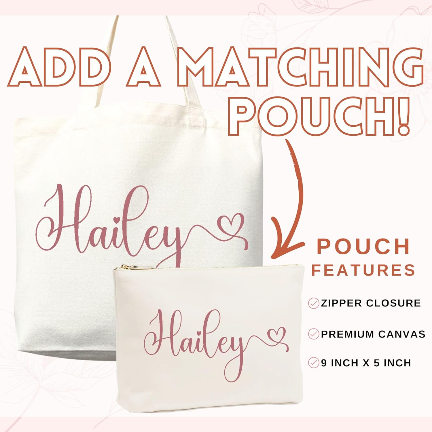 Personalized Custom Name Tote Bag - Premium Canvas, Reusable - Gift for Women, Bridesmaids, Teachers, Nurses
