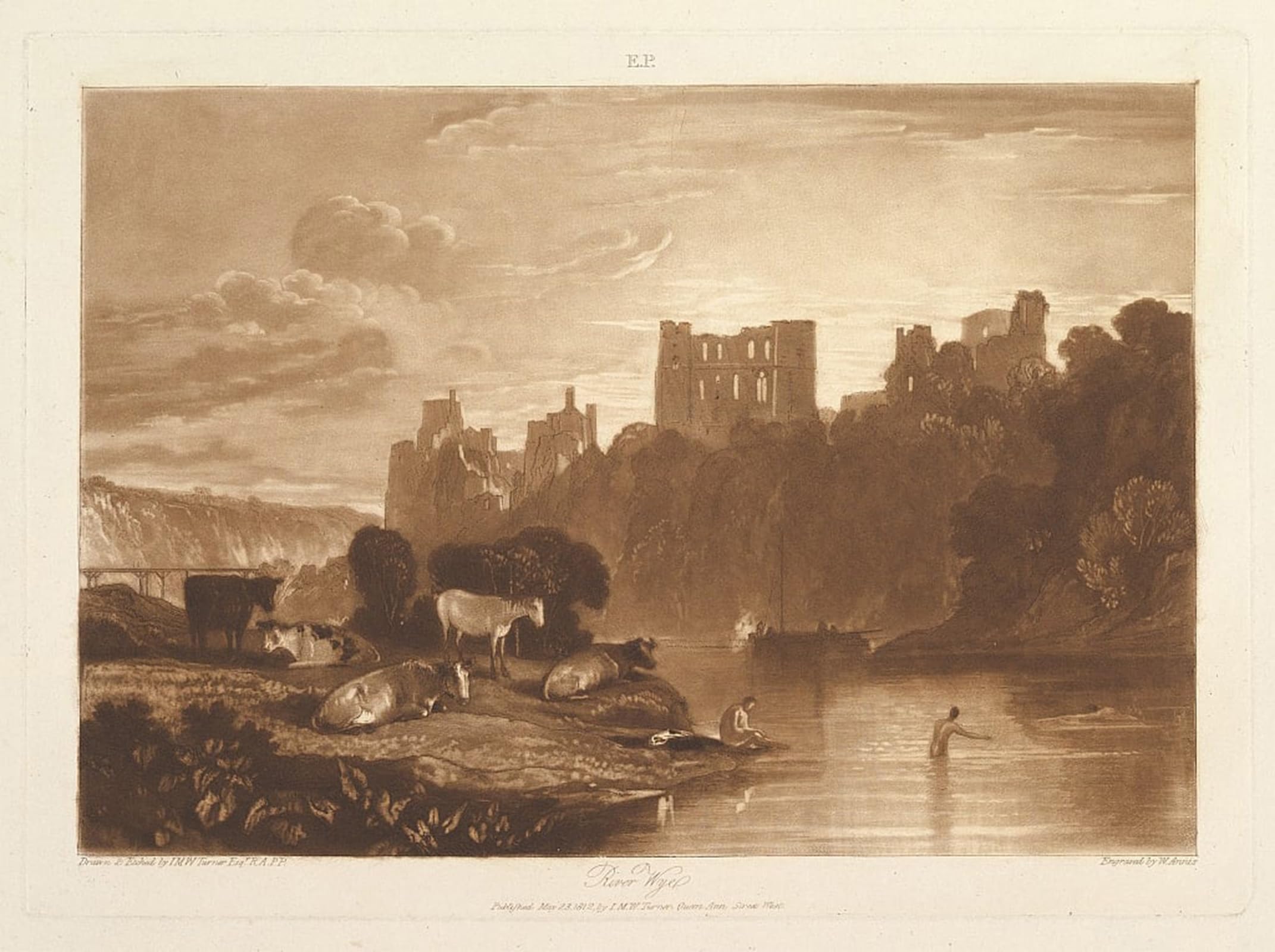 SERENDIPITP Vintage Picture Print on Canvas Wall Art Poster River Wye by Mallord William Turner Artwork Print Poster for Wall Decor 60x90cm