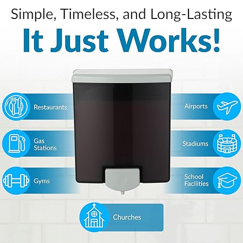 Miniatura 9 de Bobrick - Dispensador de jabón líquido para montaje en pared color negro gris translúcido 69 x 59 x 31