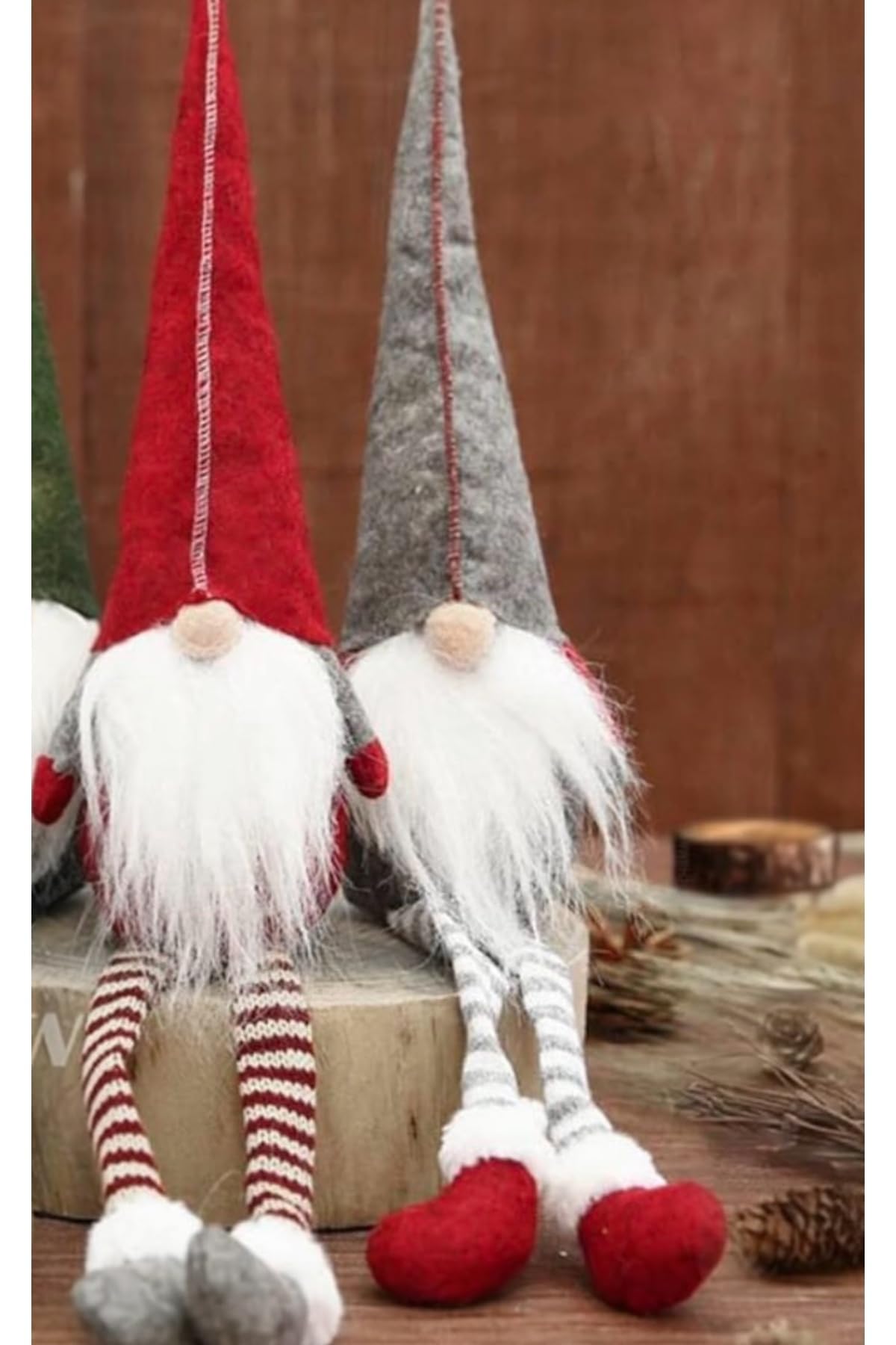 Yenigeldi 1 Adet 35 Cm Uzun Şapkalı Gnome Tomte Şans Cücesi Yılbaşı Süsü Parti Dekorasyon Süs, Kırmızı