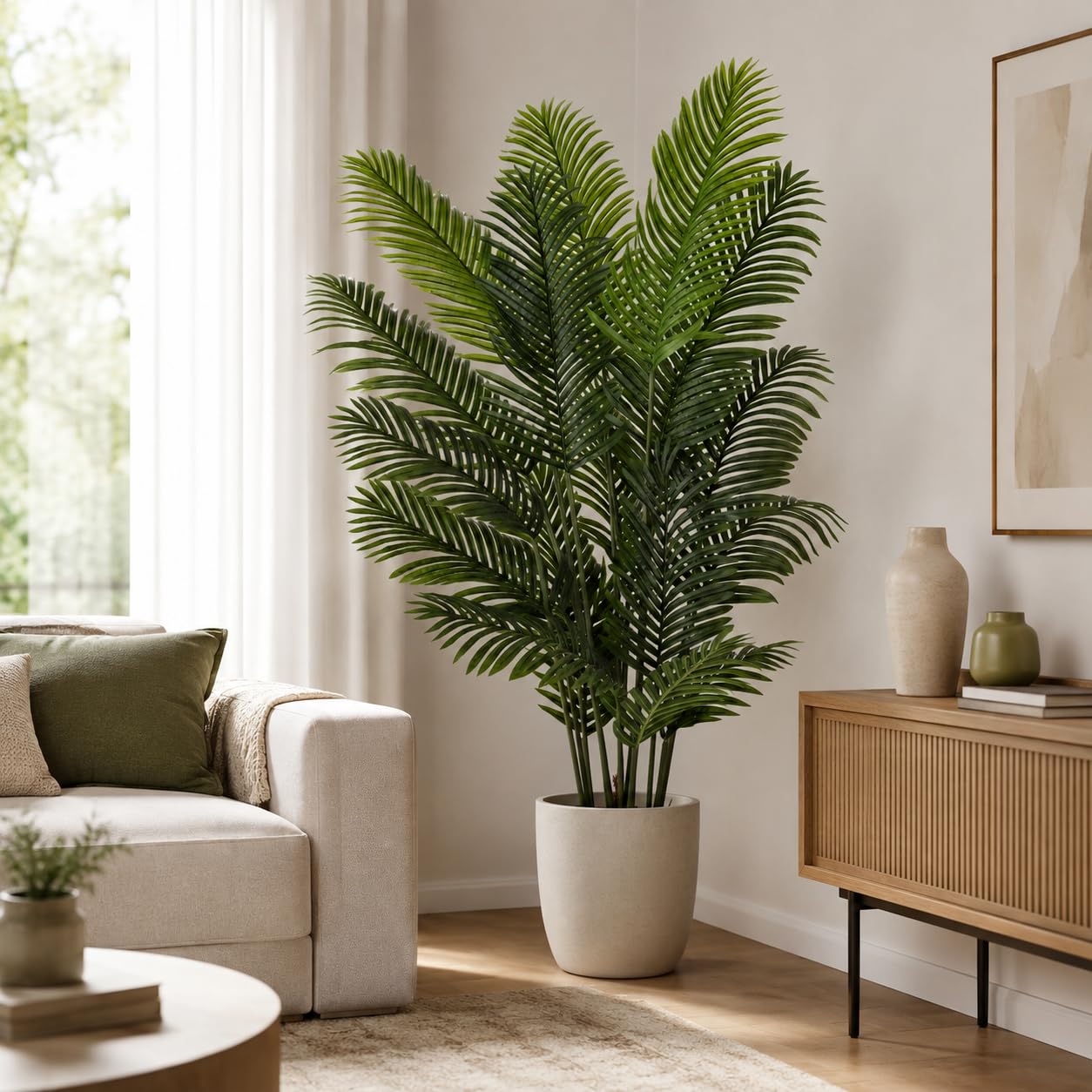 PASCH® Areca Palma Artificial grande (180 cm) - Natural y duradera | Plantas artificiales realistas grandes | Plantas artificiales | Palma artificial | Palma artificial para un ambiente natural