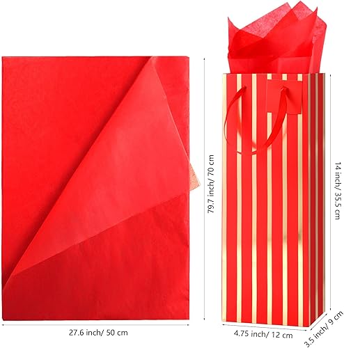 Miniatura 9 de Chrisfall 12 bolsas de vino para botellas, bolsas de regalo de vino, papel kraft a granel con asas, etiquetas, papel de seda para envoltura