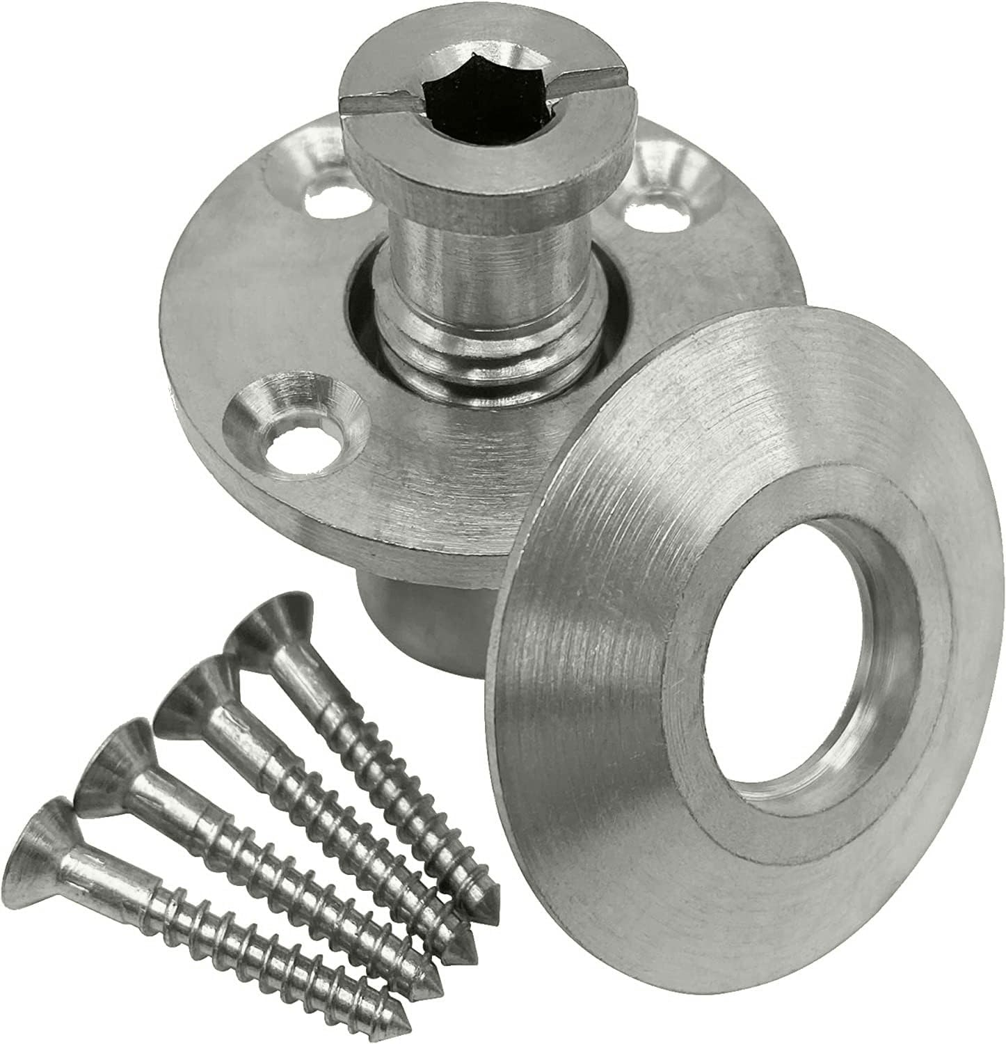 Poolzilla Pool Safety Cover Stainless Steel Anchor with Collar for Wood Decks - 1 Pack - Universal Fit