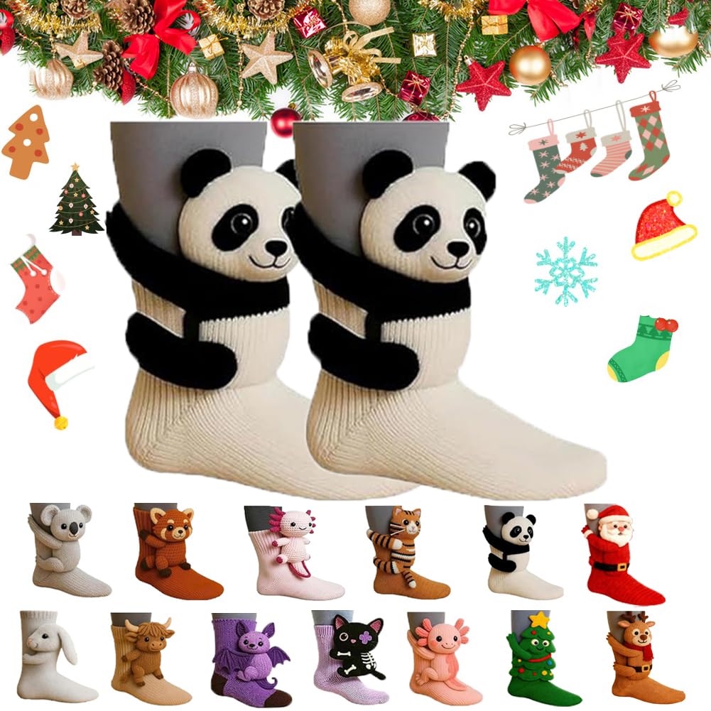 KIGKYO 3D Knit Animal Socks New Novelty Floor Sock for Christmas,Cute Hand Crochet Knit Sock,Cute Novelty Animal Socks,Warm winter floor socks for adults and children (Style 07)