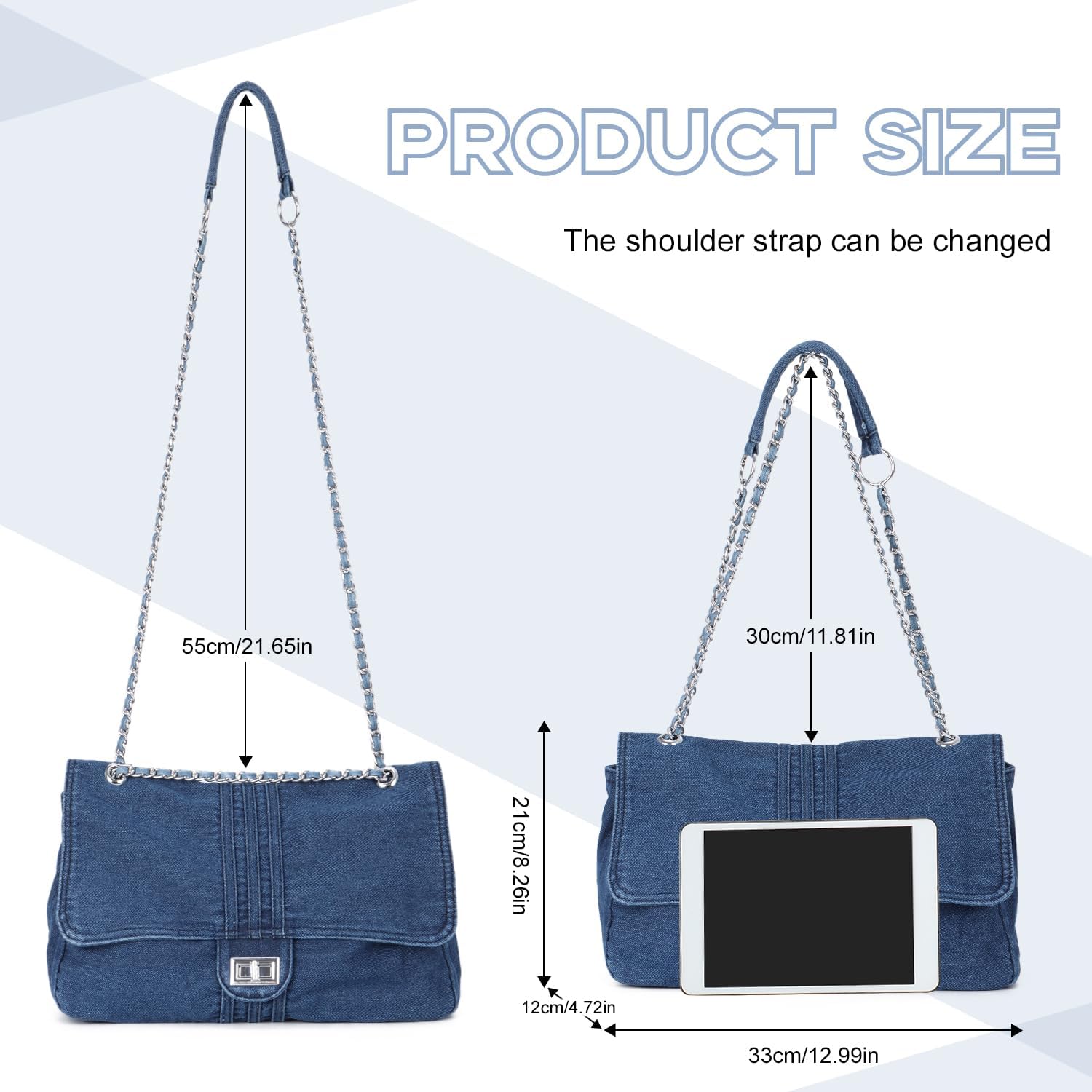 Denim Purse for Women Denim Hobo Bag Casual Jean Crossbody Shoulder Handbag