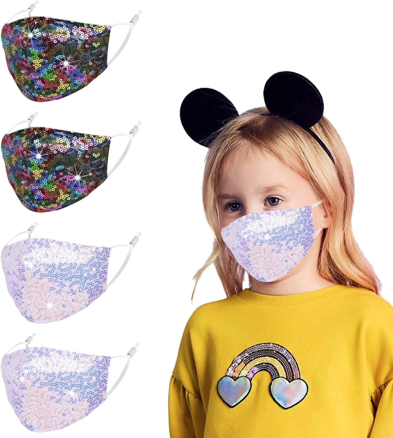 Woplagyreat Kids Face Mask with Adjustable Lanyard, 3D Design & Cute Print Suitable for Kids Go School and Daily Use