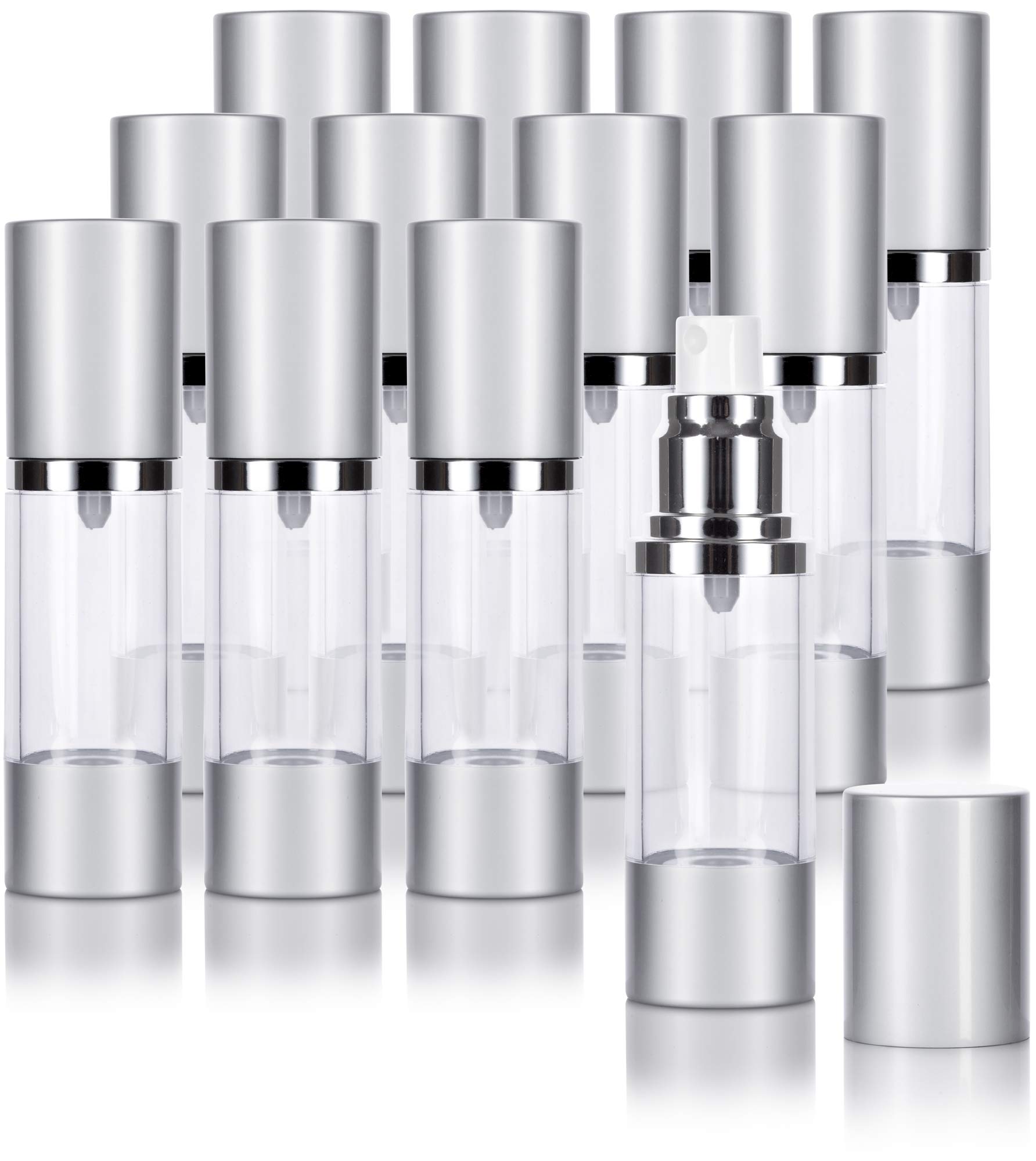JUVITUS Airless Spray Bottle Silver Matte - 1 oz (12 Pack)