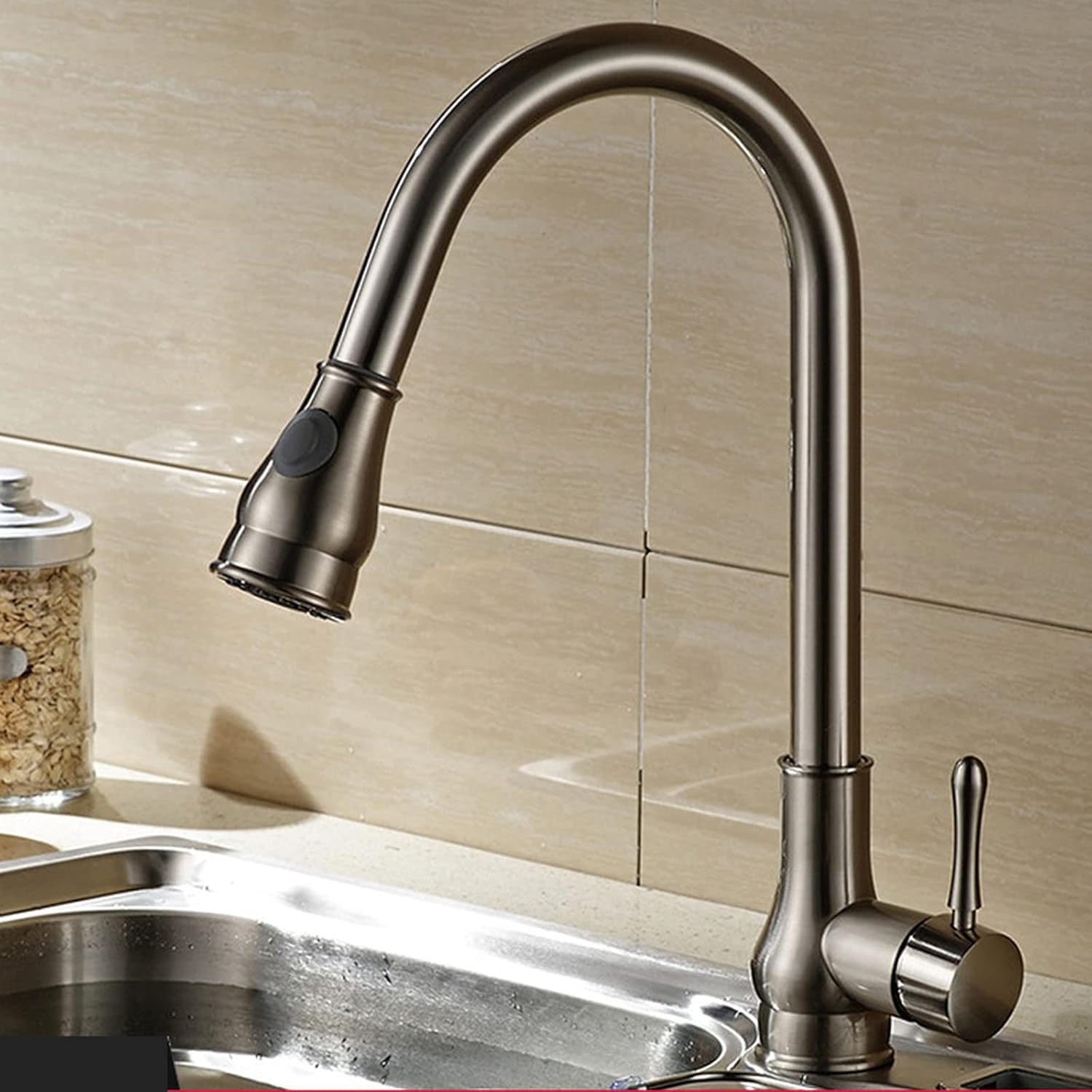 Xazlbiw B Pull Out Kitchen Sink Faucets Antique Gold Rass Tap Hot Cold Water Mixer Gooseneck Luxury Vintage