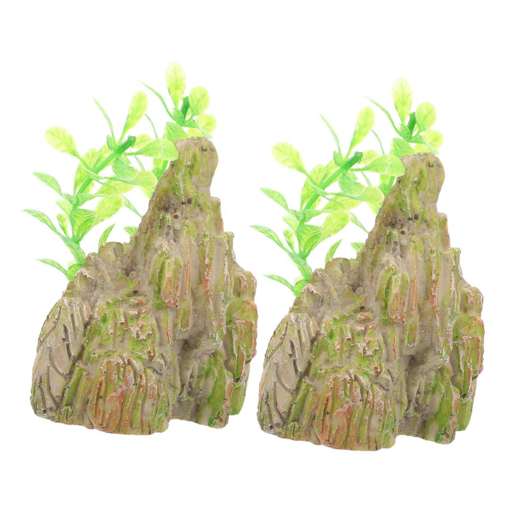 Cabilock 5 Set Paesaggio Roccioso Del Serbatoio Di Pesce Arredamento Ornamenti Del Serbatoio Di Pesce Decorazioni Per Acquari Impostore Decorazione Acquario Con Supporto Resina 2 Pezzi*5
