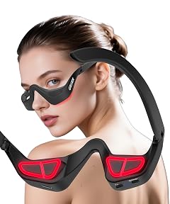 Eye Red Light Therapy Glasses 7-Color LED Microcurrent Eye Massager for Eye Bags Dark Circles Wrinkles Fine Lines