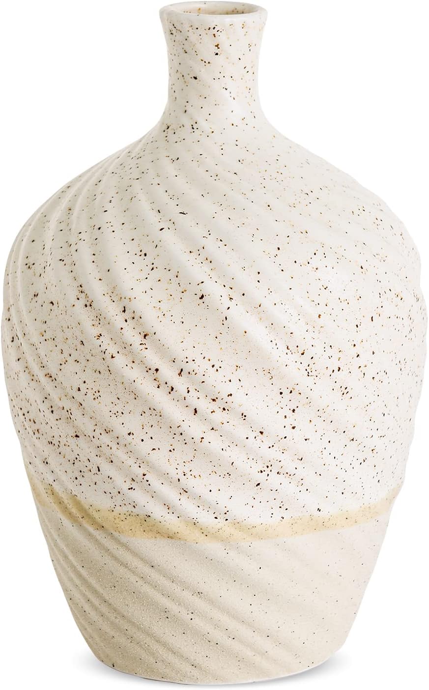 Labcosi Ceramic Vase, Light Grey Flower Vase for