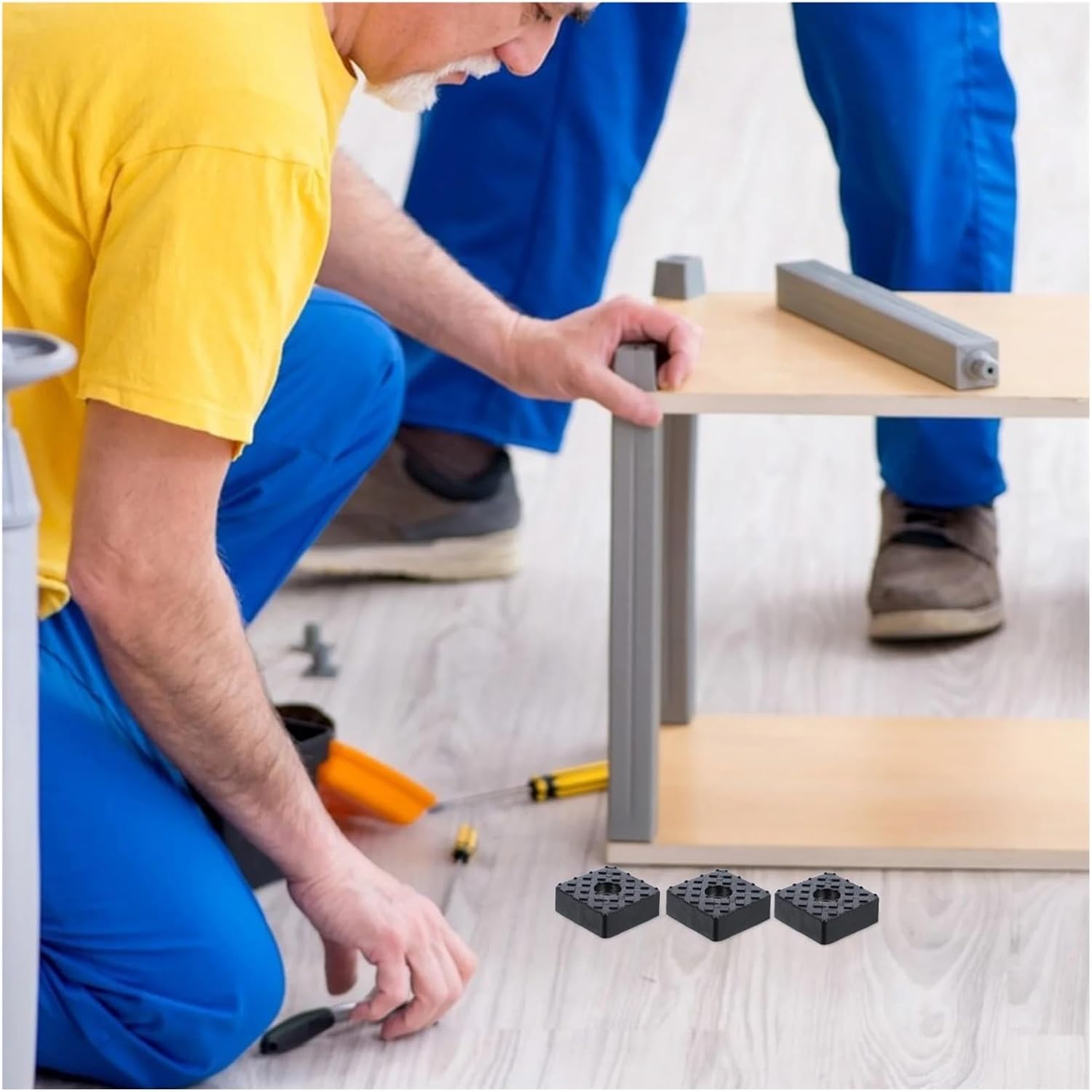 Non Slip Furniture Pads Soft Rubber Floor Protectors Anti Skid Chair Sofa Table Bed Legs Square Feet