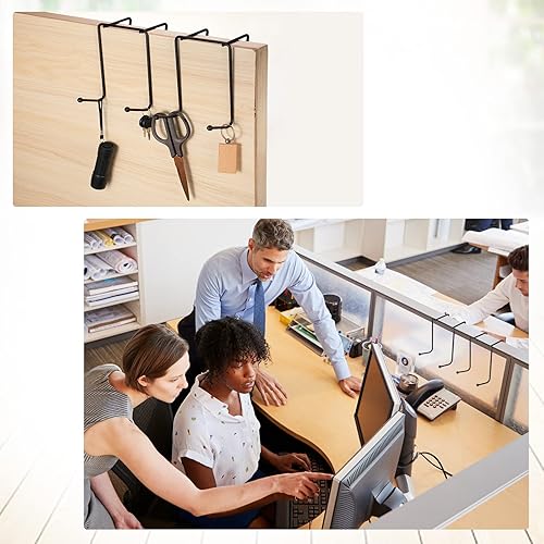 Miniatura 7 de Pelopy 6 ganchos de cubículo para colgar de 3 pulgadas, ganchos negros para colgar en la pared divisoria de la parte trasera de la puerta, panel de