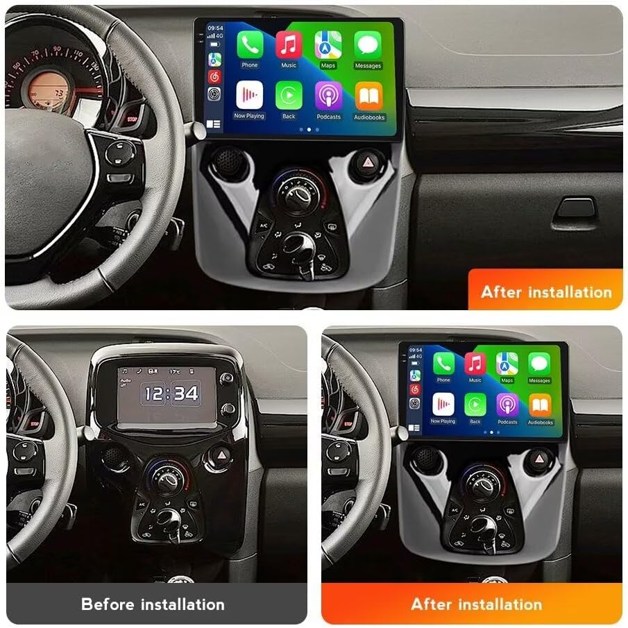 Before and After Installation of Biorunn Android Radio Stereo in a car dashboard