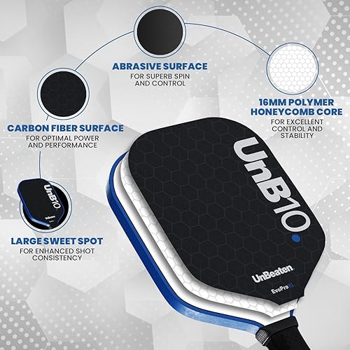 Miniatura 2 de Juego de 2 palas de pickleball aprobadas por USAPA de fibra de carbono de 0.630 in, palas de pickleball para hombres y mujeres, raquetas ligeras de