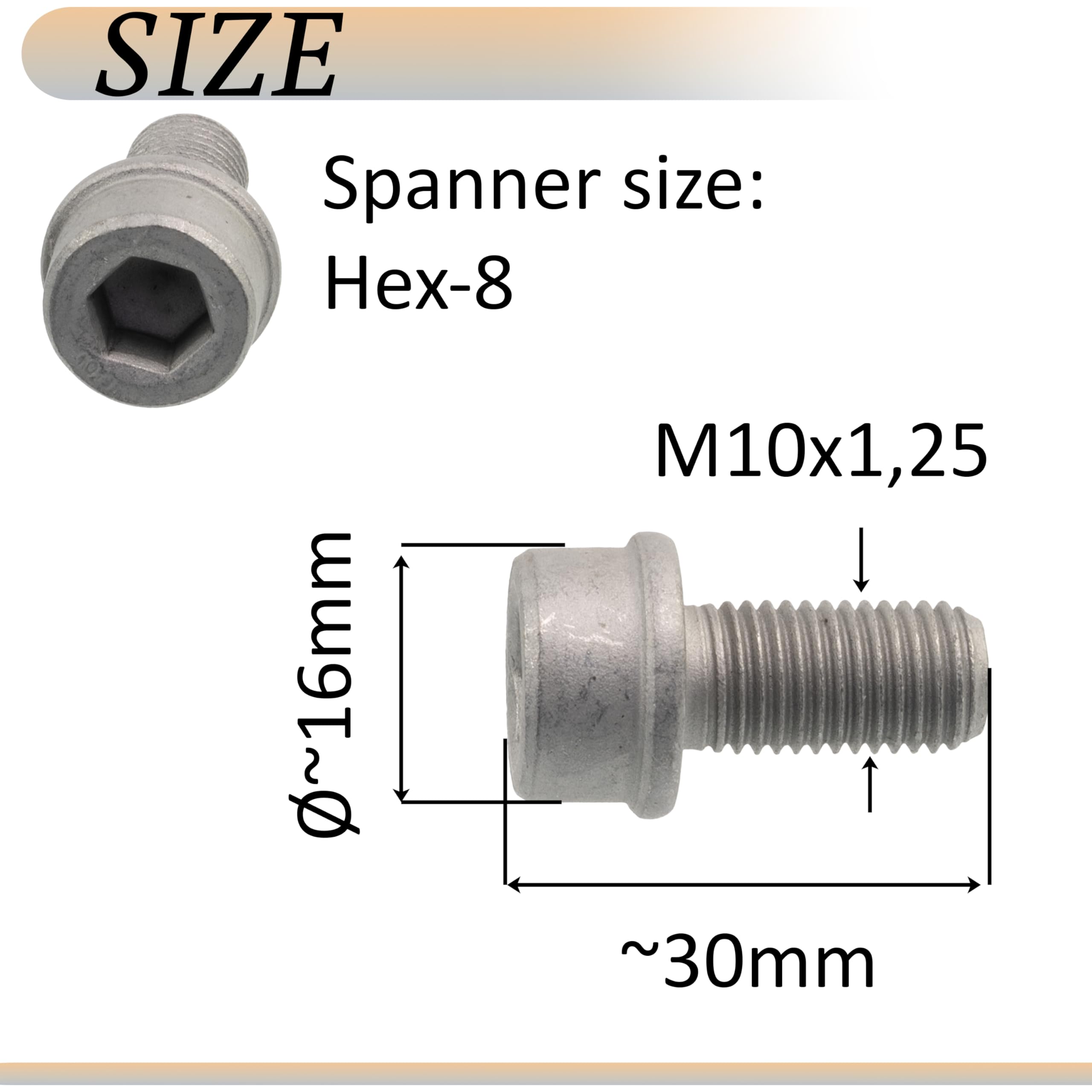 AERZETIX - C72981 - Set of 2 Bolts, Brake Caliper M10 x 1.25  