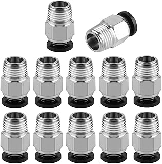 12 Stück PC4-M10 Stecker, PC4-M10 Pneumatik Verbinder, PC4-M10 Pneumatik Steckverbinder, PC4-M10 Gerade Pneumatik Fittings M10 Gewinde PTFE Tube Kupplung für 3D Drucker Schnellverschraubung