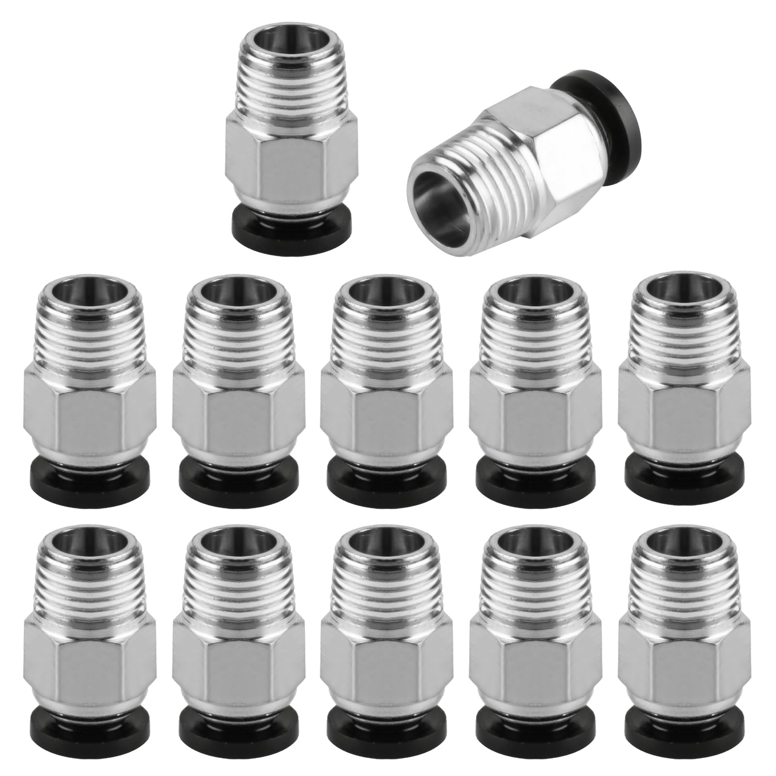 12 szt. Złącze pneumatyczne PC4-M10, złącza pneumatyczne PC4-M10, szybkozłączki gwintowane M10 proste pneumatyczne złącze, złącze węża PTFE do drukarki 3D wytłaczarki