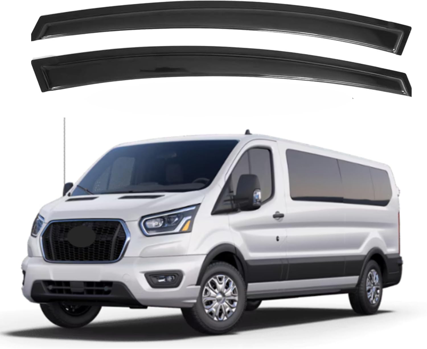 IG Window Visor for Ford Transit 2014-2024, Rain Guard Tape-On Extra Durable Sun Wind Side Vent Window Deflector, 2014 2015 2016 2017 2018 2019 2020 2021 2022 2023 2024 2014-2024 Transit