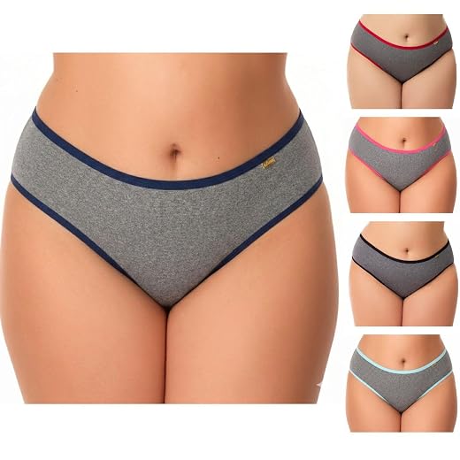 Kit 5 calcinha calçola plus size com cintura alta Monaliza para senhora e grávidas confortável para o dia a dia tamanhos grandes 46/48/50/52/54/56