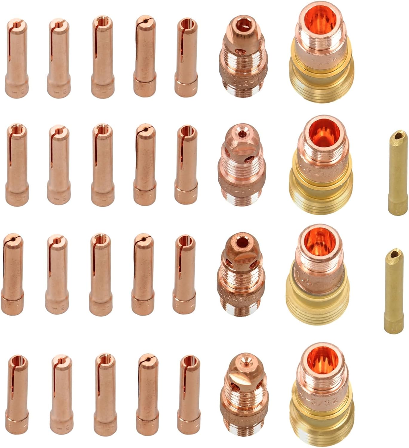 kimllier 87PCS Professional TIG Welding Torch Kit – Gas Lens, Alumina Nozzles (12), Glass Cups for WP-17/18/26 – Stubby Back Cap and Copper Collets for Accuracy Welding