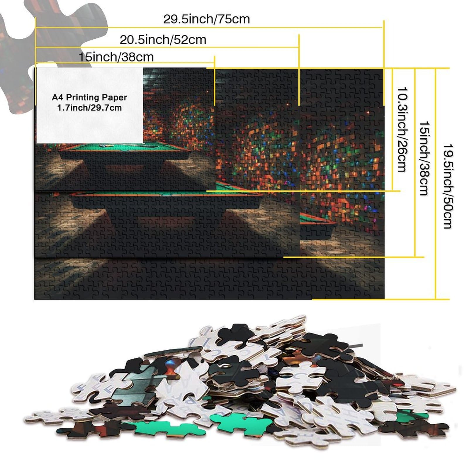 Puzzle, Pokój Bilardowy, Zabawa Dla Dorosłych, Kolorowy Bilard, Puzzle, Edukacja Domowa, Gra, Zabawka, Gra Intelektualna, Zabawka Antystresowa./Style/1000Pcs (75X50Cm)