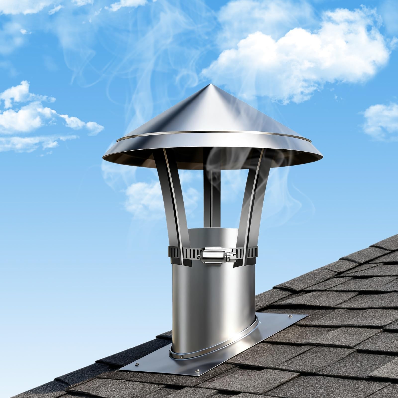 KGLHJDY Fireplace Chimney Cap 5-30cm Roof Vents Cowl Chimney Cover Rain Cap Chimney Flue Cowl Pipe House Chimney Flue Cover Outside(6cm)