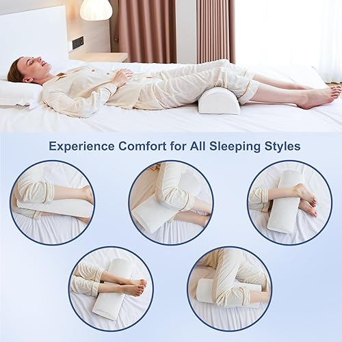 Miniatura 6 de Almohada de rodilla para dormir de espalda, almohada de espuma viscoelástica para piernas, almohada debajo de la rodilla para dormir, almohada de