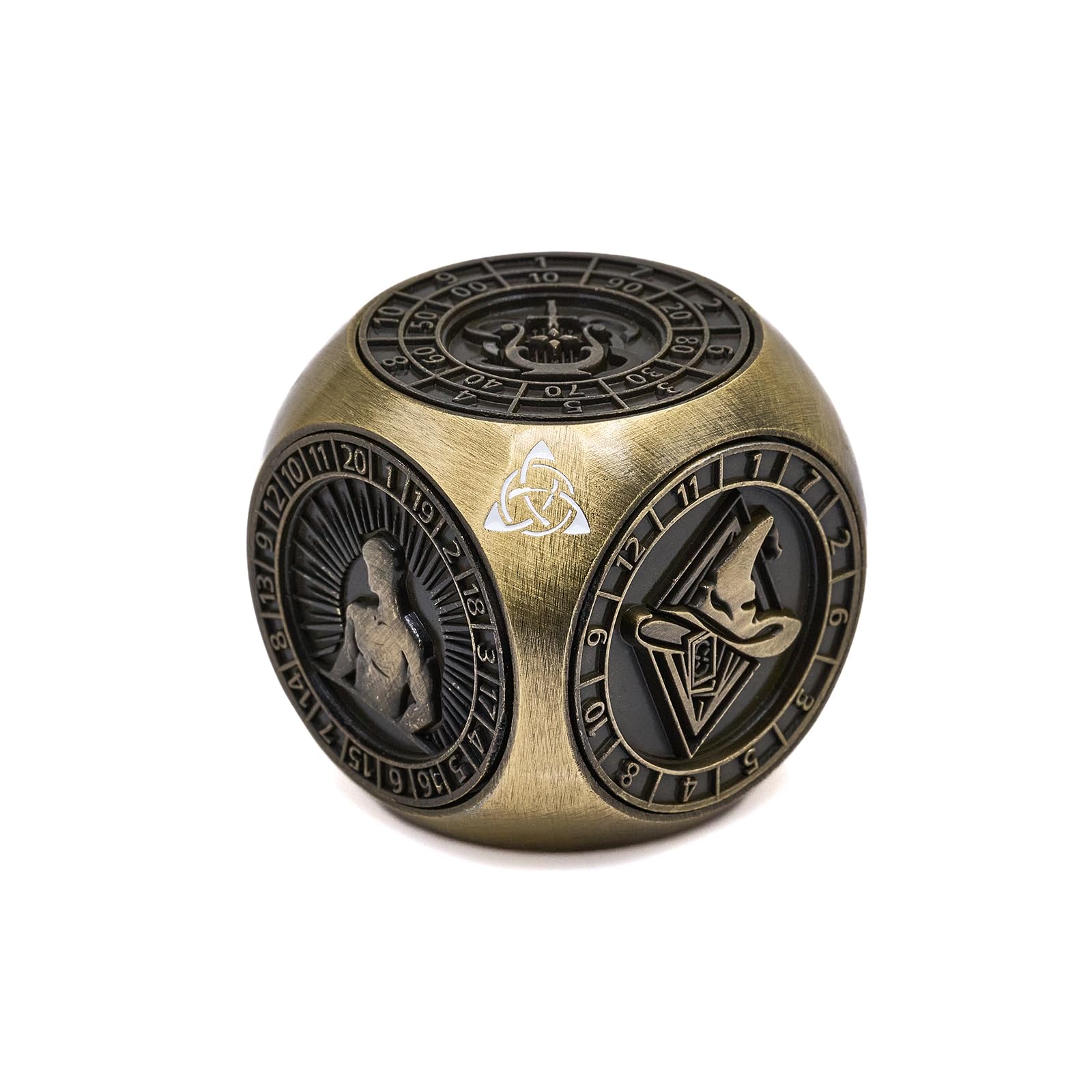 Set di dadi rotanti in metallo 7 in 1, dadi da gioco poliedrici unici, accessorio da tavolo per giochi di ruolo (bronzo)
