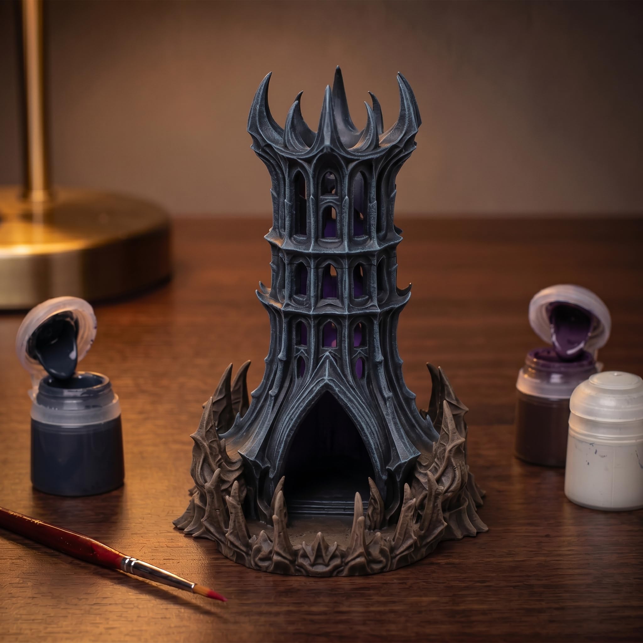 Obsidian Zitadelle Würfelturm für Würfel bis 25mm | DND Castle Dice Tower Made in Germany | Tabletop RPG Pathfinder Pen & Paper Fantasy | Deko zum Bemalen | Geschenk Rollenspieler