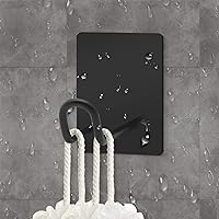 Vista 5 de Adhesive Hooks,Stainless Steel Towel Hook,Sticky Hanger for Kitchen and Door,Bathroom Wall Hooks for Hanging Towel Robe Hat Coat Key, 4Packs (Black)