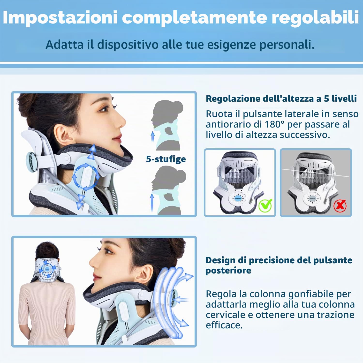 Holdsound Dispositivo Di Trazione Cervicale, Un Regolabile Elettrico Traction Cervicale Dispositivo, Facile Da Usare, Utilizzato In Piedi, Seduto o Lavorando In Ufficio