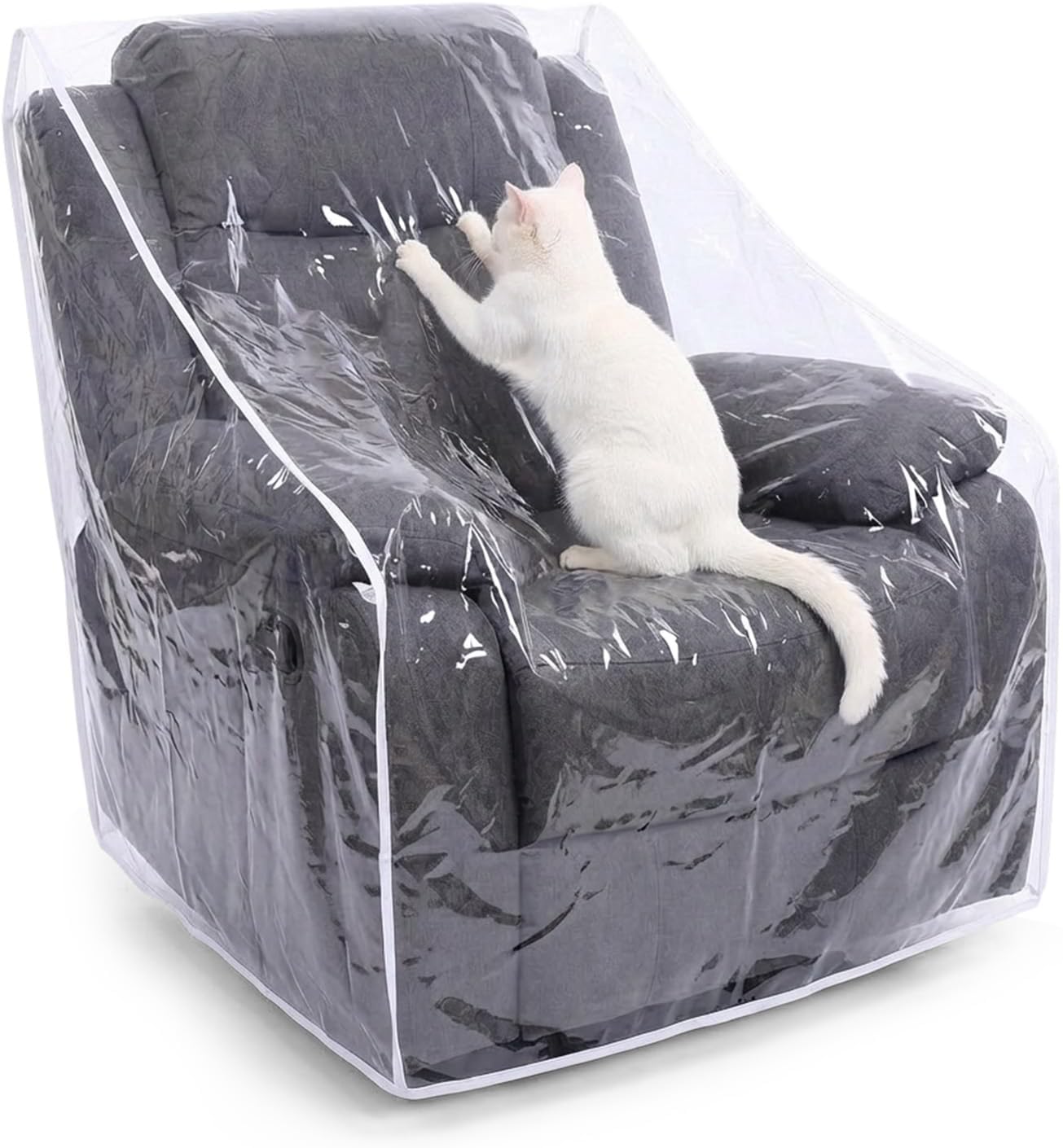 Thickened Plastic Armchair Cover, Heavy Duty Plastic Recliner Cover Furniture Covers, Dust-proof Moving Bags, Clear Vinyl Waterproof Living Room Chairs Slipcover for Storage and Moving - 40" W